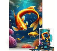 Rompecabezas Paraíso de Peces Dorados Submarinos,1000 Piezas para Adolescentes,Juego para estimular la Mente,Montaje Firme y Seguro,Actividad Divertida para Toda la Familia (38x26cm)