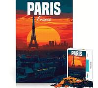 Rompecabezas París Francia de Noche, 1000 Piezas para Adolescentes Mejora la Memoria Sin estrés Bordes Ajustados Decoración de Pared (50x75cm)