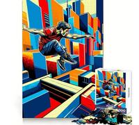 Rompecabezas Parkour Street Sport WPAP para Adolescentes, 1000 Piezas, Juguete de lógica Resistente, diversión compartida, Borde Transparente, Bonito Regalo (50x75cm)