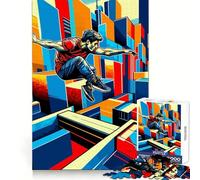 Rompecabezas Parkour Street Sport WPAP para Adultos, 1000 Piezas, Juguete para ejercitar la Mente, diversión en Interiores, Corte de precisión, Regalo navideño (38x26cm)