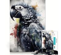 Rompecabezas Parrot Beauty de Tinta Negra para Adultos, 1000 Piezas, Juguete para ejercitar la Mente, diseño de Montaje Lento, Regalo Encantador (38x52cm)