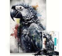 Rompecabezas Parrot Beauty de Tinta Negra para Adultos, 1000 Piezas, Juguete para ejercitar la Mente, diseño de Montaje Lento, Regalo Encantador (50x75cm)