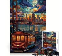 Rompecabezas Paseo Nocturno por San Francisco de 1000 Piezas para Adolescentes Juguete para desarrollar la Habilidad y Relajarse Corte preciso Regalo Ideal (38x52cm)