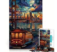 Rompecabezas Paseo Nocturno por San Francisco para Adolescentes, 1000 Piezas, Juguete para ejercitar la Mente, Arte para Relajarse, (50x75cm)