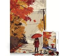 Rompecabezas Paseo otoñal lluvioso de 1000 Piezas para Adultos Juego Mental Juguete Relajante y Divertido Piezas de colección de Arte con Corte preciso (38x26cm)