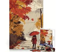 Rompecabezas Paseo otoñal lluvioso para Adultos, 1000 Piezas, para estimular la Memoria, Juego en Grupo, patrón de Montaje, Sorpresa navideña (38x52cm)