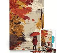 Rompecabezas Paseo otoñal lluvioso para Adultos, 1000 Piezas, para estimular la Memoria, Juego en Grupo, patrón de Montaje, Sorpresa navideña (38x52cm)