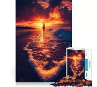 Rompecabezas Paseo por la Playa al Atardecer para Adultos, 1000 Piezas, fortalece la Memoria, Alivia el estrés, Bordes Lisos, Regalo conmovedor 38x26cm