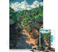 Rompecabezas Paseo por un Pueblo de montaña para Adultos, 1000 Piezas, Juguete para ejercitar la Mente, para Disfrutar del diseño y el Montaje, un Regalo Encantador (38x52cm)
