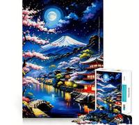 Rompecabezas Pastel Fuji Japón de 1000 Piezas para Adolescentes Wise Think Toy Calm Fun Clear Cut Art Collectible (38x52cm)