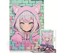 Rompecabezas Pastel Nekomimi Graffiti de 1000 Piezas para Adolescentes Juego Mental Juguete para el hogar Corte preciso (38x52cm)