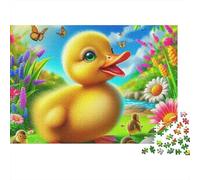 Rompecabezas Pato Amarillo,Pollito Agua en Flor,1000 Piezas,cartón Resistente y Suave,Ideal para Pasar un rato Tranquilo,para Ancianos,Adultos Mayores,familias y Principiantes,70 x 50 cm(1000 Piezas)