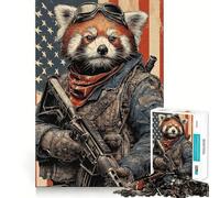 Rompecabezas patriótico de Soldado Panda Rojo para Adultos, 1000 Piezas, Juguete Intelectual, diversión pacífica, Corte preciso, Lista de Deseos de Papá Noel (50x75cm)
