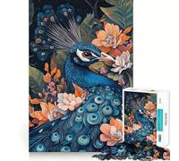 Rompecabezas Pavo Real en Flor para Adolescentes, 1000 Piezas, diseño Relajante y fácil de armar, Regalo clásico (38x52cm)
