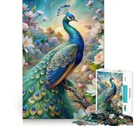 Rompecabezas Pavo Real en paraíso Floral para Adultos, 1000 Piezas Juguete para ejercitar la Mente Disfrute del diseño y el Montaje Un Regalo Encantador (38x26cm)