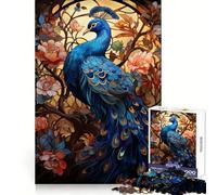 Rompecabezas Peacock Art Nouveau de 1000 Piezas para Adolescentes Mejora la Memoria Pasatiempo Tranquilo Bordes precisos Regalo de cumpleaños (38x52cm)