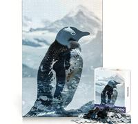 Rompecabezas Penguin Double Exposure de 1000 Piezas para Adolescentes Ayuda a Mejorar la Memoria, diseño fácil de armar, Regalo entrañable (38x26cm)