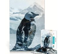 Rompecabezas Penguin Double Exposure de 1000 Piezas para Adultos Ayuda a Mejorar la Memoria, Tiempo de relajación, diseño para armar, Regalo Premium (38x52cm)