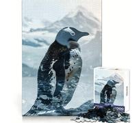 Rompecabezas Penguin Double Exposure de 1000 Piezas para Adultos Juguete de lógica Fina, silencioso y Divertido Bordes limpios Regalo Memorable (50x75cm)