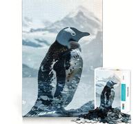 Rompecabezas Penguin Double Exposure de 1000 Piezas para Adultos Juguete de lógica Fina, silencioso y Divertido Bordes limpios Regalo Memorable (50x75cm)