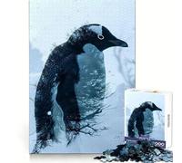 Rompecabezas Penguin Double Exposure de 1000 Piezas para Adultos Juguete de lógica Resistente, Divertido y Relajante Bordes definidos Regalo Memorable (50x75cm)