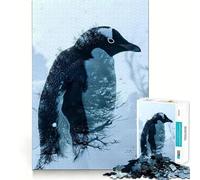 Rompecabezas Penguin Double Exposure de 1000 Piezas para Adultos Juguete de lógica Resistente, Divertido y Relajante Bordes definidos Regalo Memorable (50x75cm)
