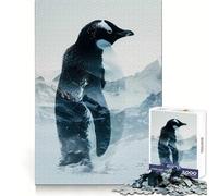 Rompecabezas Penguin Double Exposure para Adolescentes, 1000 Piezas, fortalece la Memoria, Alivia la tensión, Borde Liso, Sorpresa navideña (38x52cm)