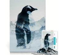 Rompecabezas Penguin Double Exposure para Adolescentes, 1000 Piezas, fortalece la Memoria, Alivia la tensión, Borde Liso, Sorpresa navideña (38x52cm)
