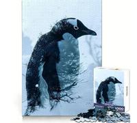 Rompecabezas Penguin Double Exposure para Adolescentes, 1000 Piezas, para estimular la Memoria, Relajante y Divertido, con diseño de patrón para armar, (38x52cm)