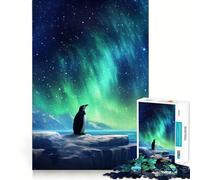 Rompecabezas Penguin Polar Lights de 1000 Piezas para Adolescentes Juguete de Habilidad para Rompecabezas Diversión compartida Corte preciso Decoración de Pared (38x52cm)