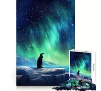 Rompecabezas Penguin Polar Lights de 1000 Piezas para Adolescentes Juguete de Habilidad para Rompecabezas Diversión compartida Corte preciso Decoración de Pared (38x52cm)