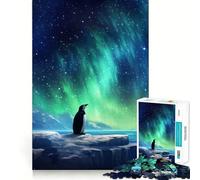 Rompecabezas Penguin Polar Lights de 1000 Piezas para Adultos, Juguete para concentrarse y ejercitar la Mente, diversión Tranquila, Bordes Ajustados, artículo de Santa Claus (38x26cm)