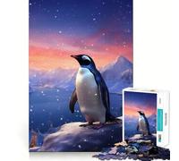 Rompecabezas Penguin Polar Lights de 1000 Piezas para Adultos, Mejorar la Memoria y Disfrutar del Tiempo Libre Decoración de Pared con Corte preciso (38x52cm)