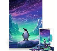 Rompecabezas Penguin Polar Lights de 1000 Piezas para Adultos y Adolescentes Rompecabezas Mental Arte Relajante Regalo Original (38x52cm)