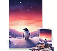 Rompecabezas Penguin Polar Lights para Adultos, 1000 Piezas, Juguete para ejercitar la Mente, diseño y Montaje, Regalo Encantador (38x26cm)
