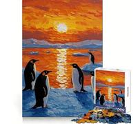 Rompecabezas Penguin Sunset de 1000 Piezas para Adultos, Ideal como Juego Mental, para Pasar Tiempo en Familia o como Sorpresa de cumpleaños (38x26cm)