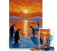 Rompecabezas Penguin Sunset de 1000 Piezas para Adultos, Ideal como Juego Mental, para Pasar Tiempo en Familia o como Sorpresa de cumpleaños (38x26cm)