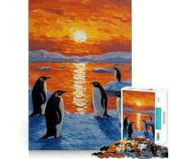Rompecabezas Penguin Sunset para Adultos, 1000 Piezas, Juguete Intelectual, diversión Tranquila, Corte preciso, Lista de Deseos de Santa Claus (50x75cm)