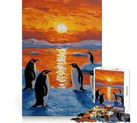 Rompecabezas Penguin Sunset para Adultos, 1000 Piezas, Juguete Intelectual, diversión Tranquila, Corte preciso, Lista de Deseos de Santa Claus (50x75cm)