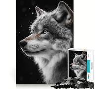Rompecabezas Perfil de Lobo en la Nieve para Adultos,1000 Piezas,Juego para Estimular la Mente,Piezas de Encaje, Actividad Relajante para Grupos en Interiores (38x52cm)