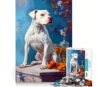 Rompecabezas Perro Blanco con Naranjas 1000 Juego de Concentración Mental Corte de Precisión Bordes Lisos Juego de Creación de Conexiones Significativas (50x75cm)