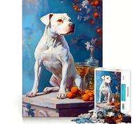 Rompecabezas Perro Blanco con Naranjas 1000 Piezas Mejora la Concentración Diversión Corte Láser para un Encaje Actividad para Compartir con Seres Queridos (38x26cm)