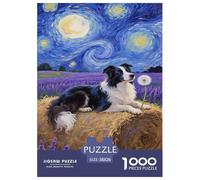 Rompecabezas Perro Border Collie De 1000 Piezas para Adultos, Rompecabezas Lógico Grupos de Flores Tranquilas Adultos, Juego Familiar Regalos Creativos 38x26cm/1000pcs