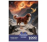 Rompecabezas Perro de montaña bernés De 1000 Piezas para Adultos, Rompecabezas Lógico Cielo Estrellado fantástico Adultos, Juego Familiar Regalos Creativos 38x26cm/1000pcs