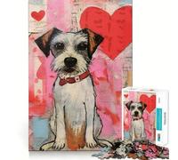 Rompecabezas Perro de San Valentín con Corazón,1000 Piezas Diversión para ejercitar la Mente Componentes Resistentes y de Corte Limpio Un Entretenimiento cautivador para Disfrutar en casa (38x52cm)