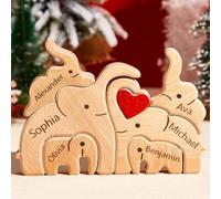 Rompecabezas Personalizado de la Familia de Madera del Oso con 2-7 Nombres, Regalo Dia de la Madre Padre, Puzzle Personalizado Regalo para Mamá Cumpleaños Aniversario Regalos para la Familia