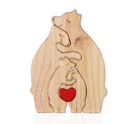 Rompecabezas Personalizados Oso de Juguete, 4 Osos Familia de Oso de Madera Personalizada Figura Madera Familia de Oso Regalos de Cumpleaños para Padres Decoración del Hogar