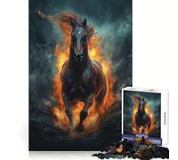 Rompecabezas Pesadilla Caballo Salvaje Yegua 1000 Piezas para Adolescentes Juguete Cognitivo Pasatiempo Relajante Borde Premium Lista de Deseos de Santa Claus (38x26cm)