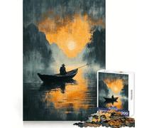 Rompecabezas Pescador Solitario al Atardecer para Adolescentes, 1000 Piezas, Juguete para la Mente, Escape Tranquilo, Borde preciso, Regalo increíble (38x52cm)