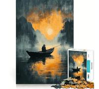 Rompecabezas Pescador Solitario al Atardecer para Adultos, 1000 Piezas, diseño para Mejorar la Memoria y aliviar el estrés, Regalo Memorable (50x75cm)